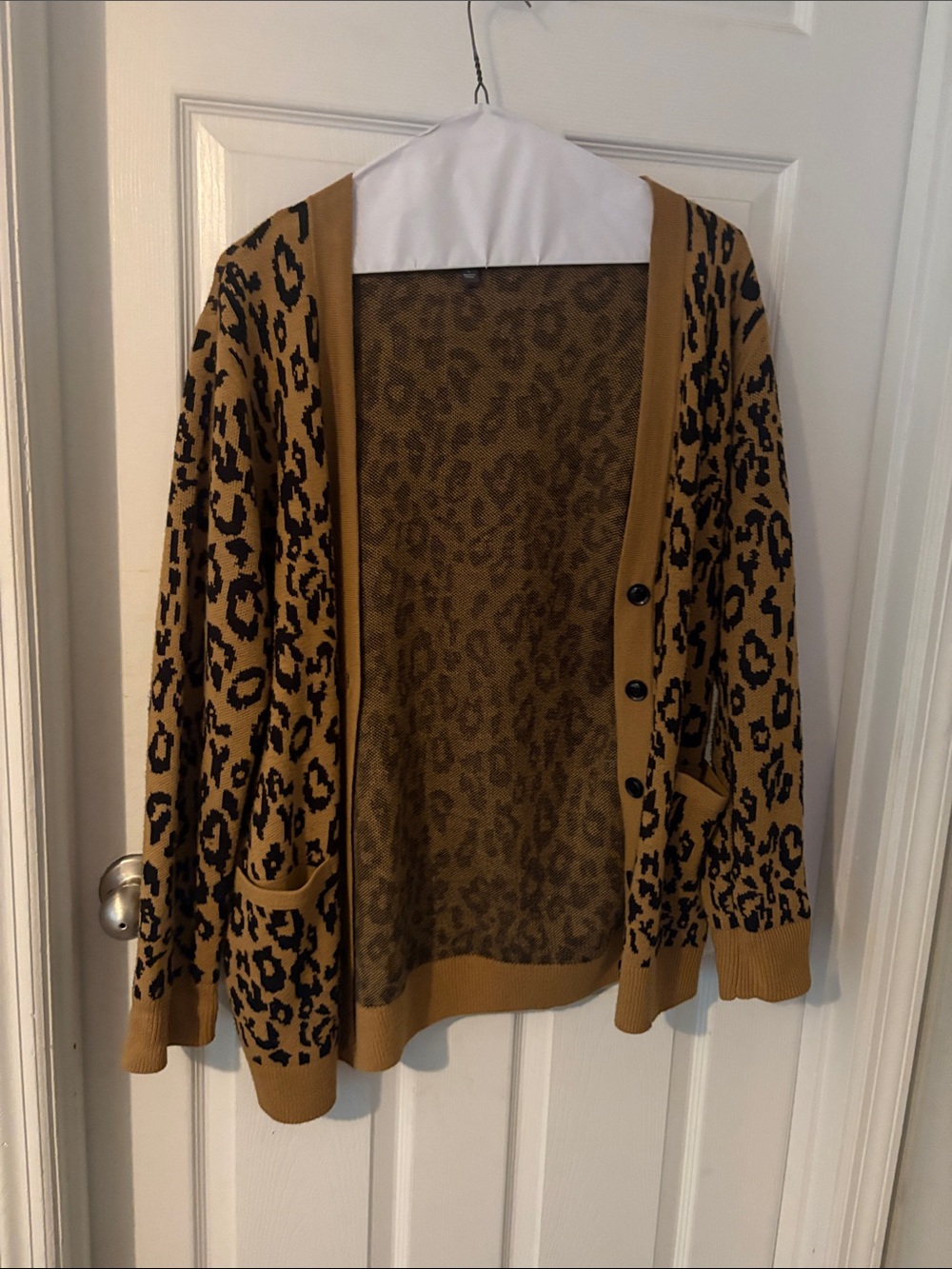 The Limited Leopard Print Cardigan Sweater - Camel and Black
